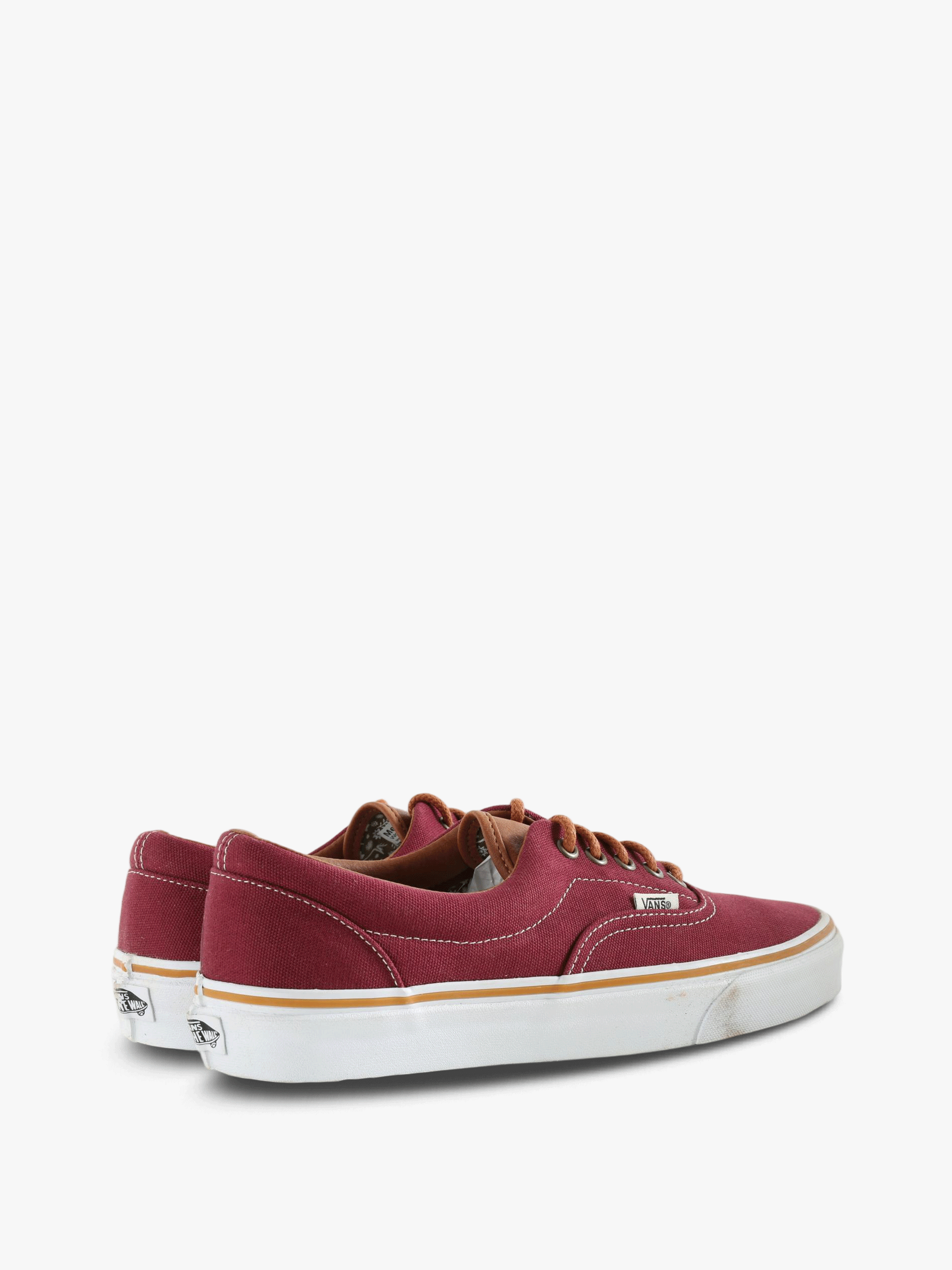 Burgundy shoes, side view