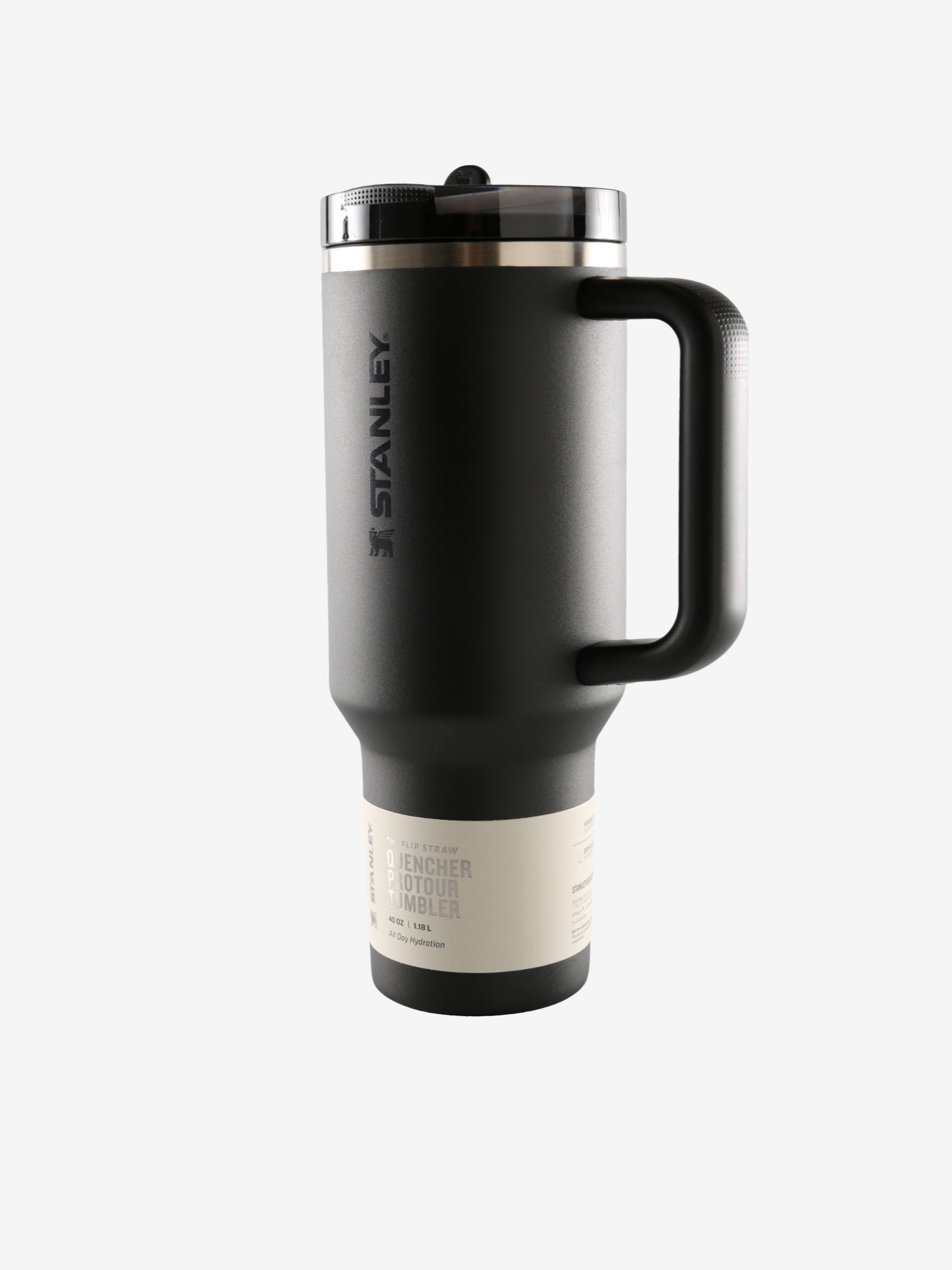 Black tumbler, front view