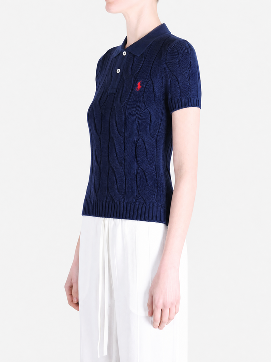 Navy t-shirt worn by a person, showing the t-shirt fit
