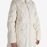 White coat worn by a person, showing the coat fit