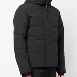 worn by a person, showing the black jackets-coats fit