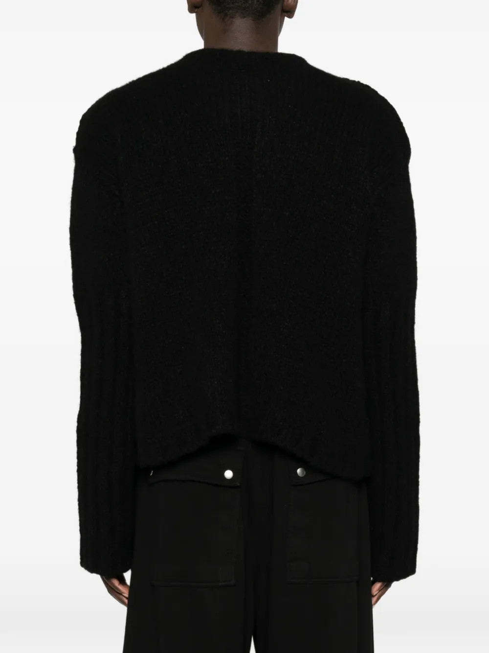 Black knitwear, full body view