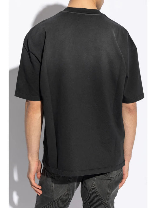Black t-shirt, full body view