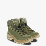 Green boots, side view