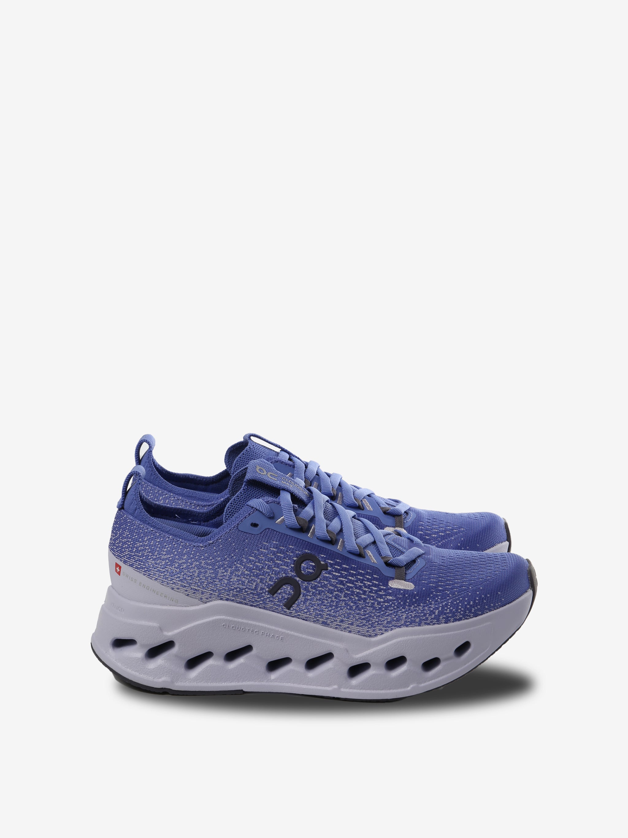 Purple sneakers, front view