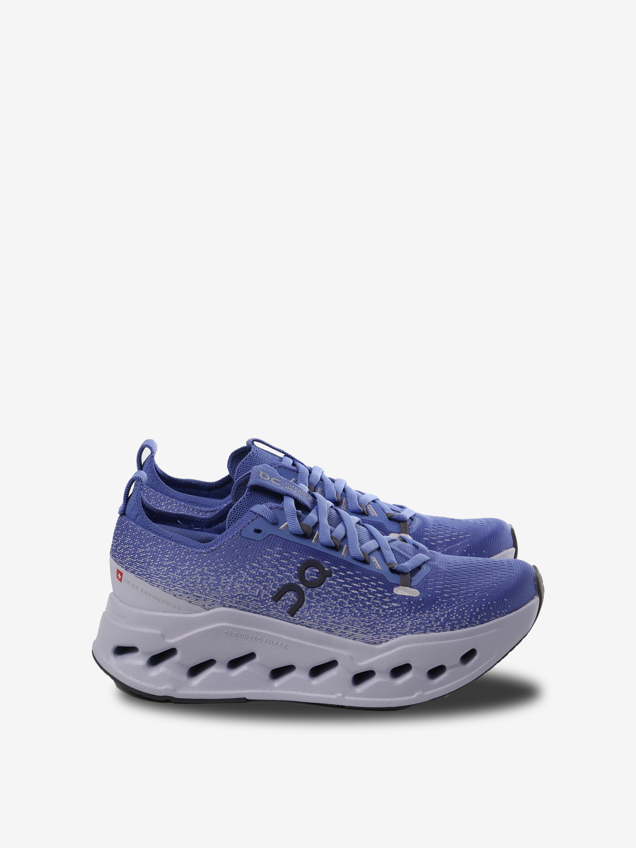 Purple sneakers, front view