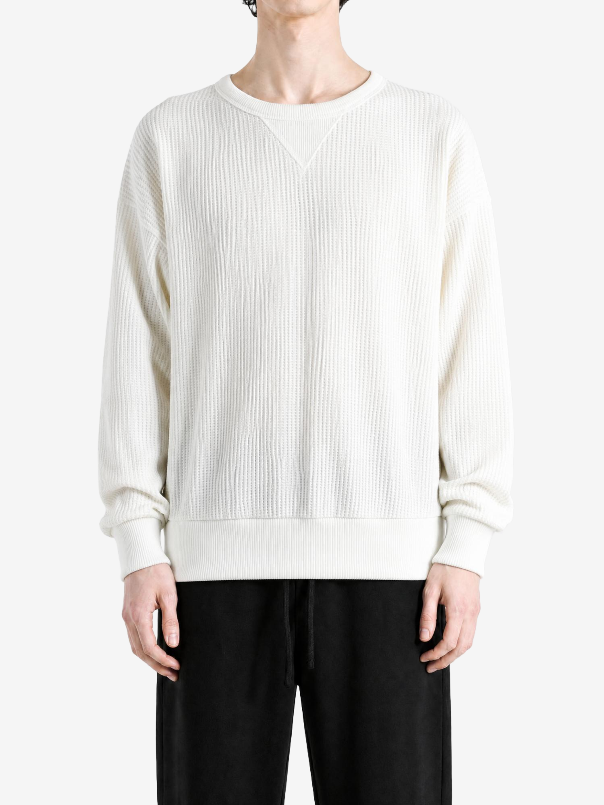 Tan hoodie, full body view