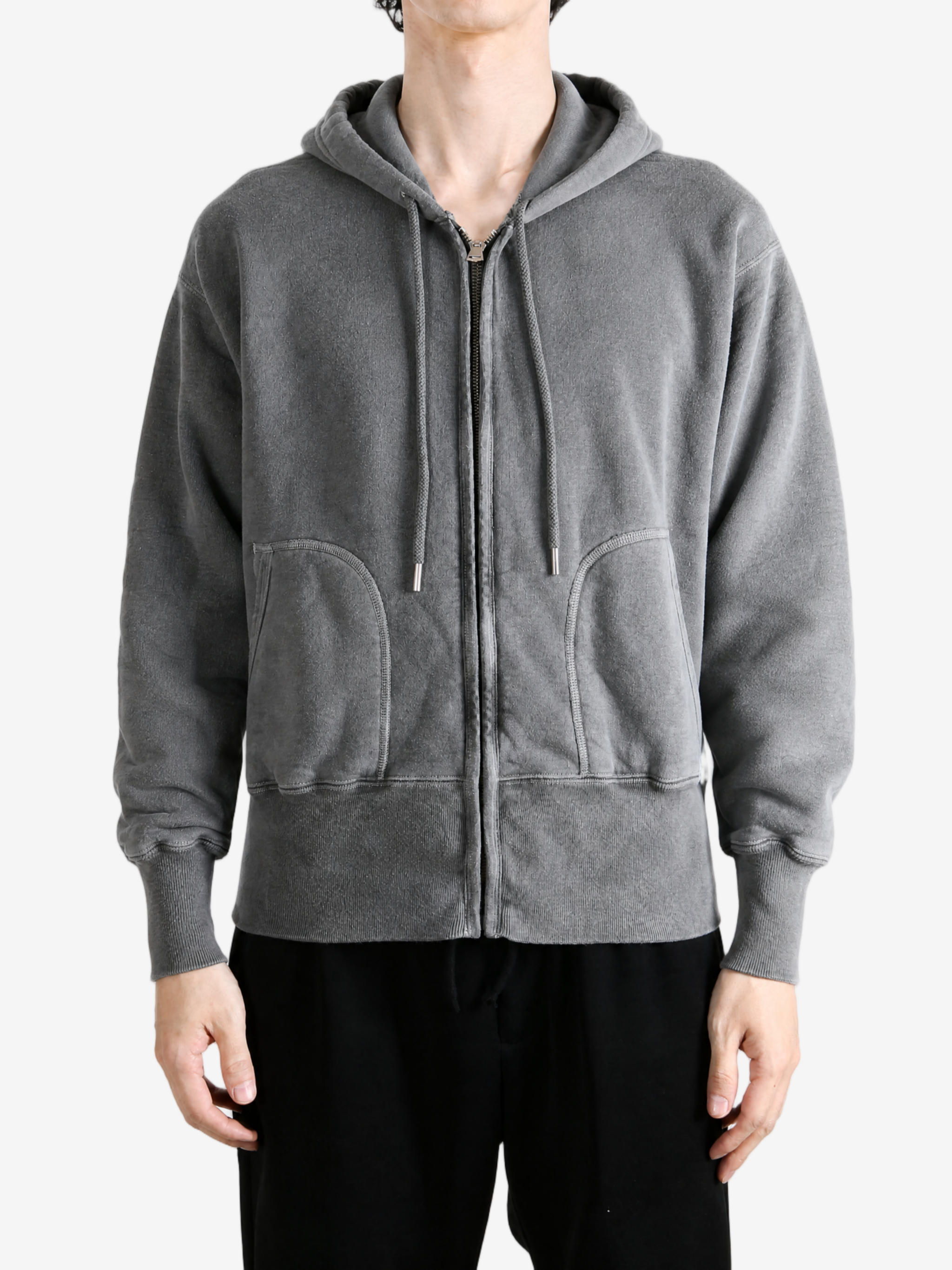 Grey hoodie, full body view