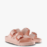 Pink sandals, front view