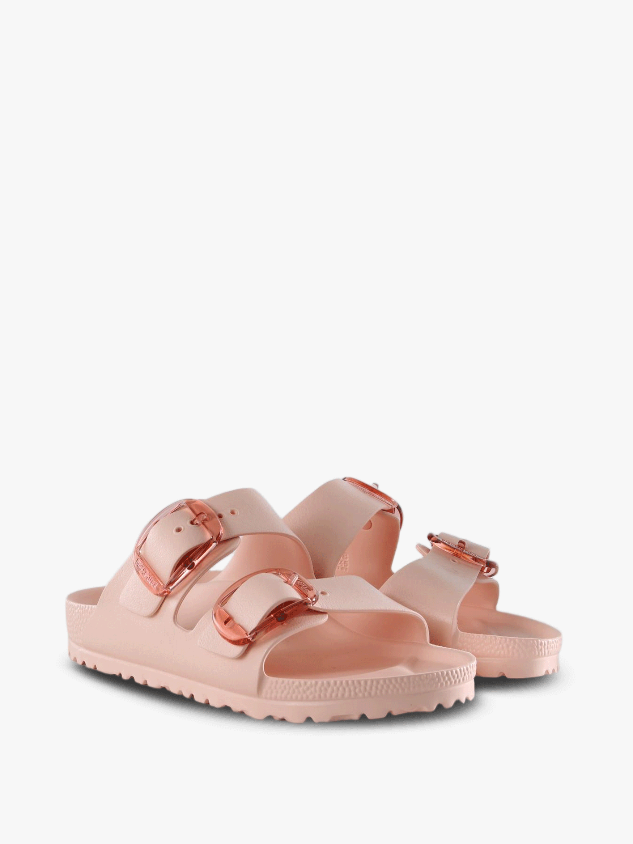 Pink sandals, front view
