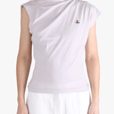 Purple top worn by a person, showing the top fit