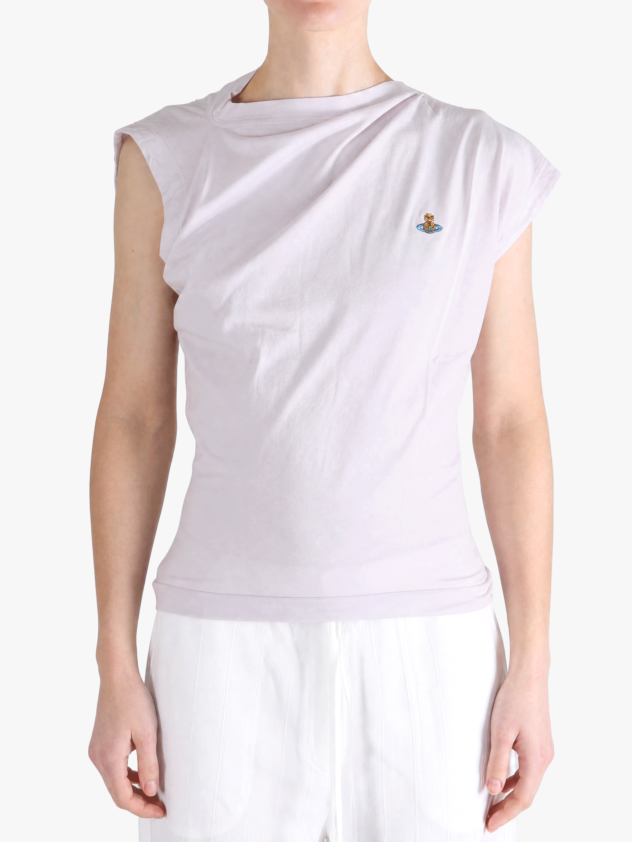 Purple top worn by a person, showing the top fit