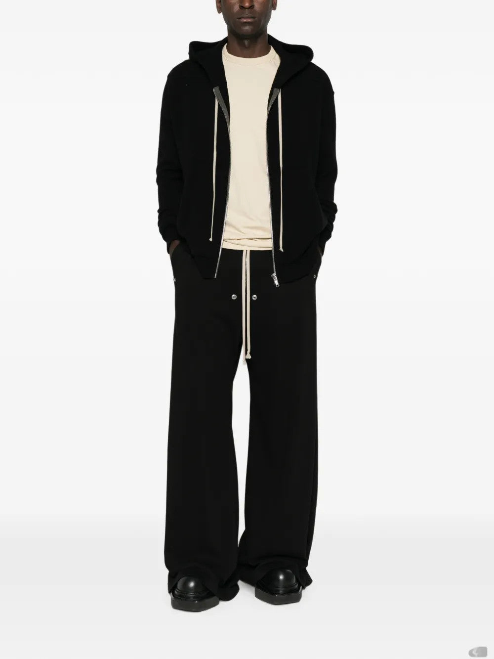 Black hoodie, full body view
