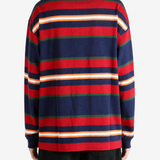 Navy top, full body view