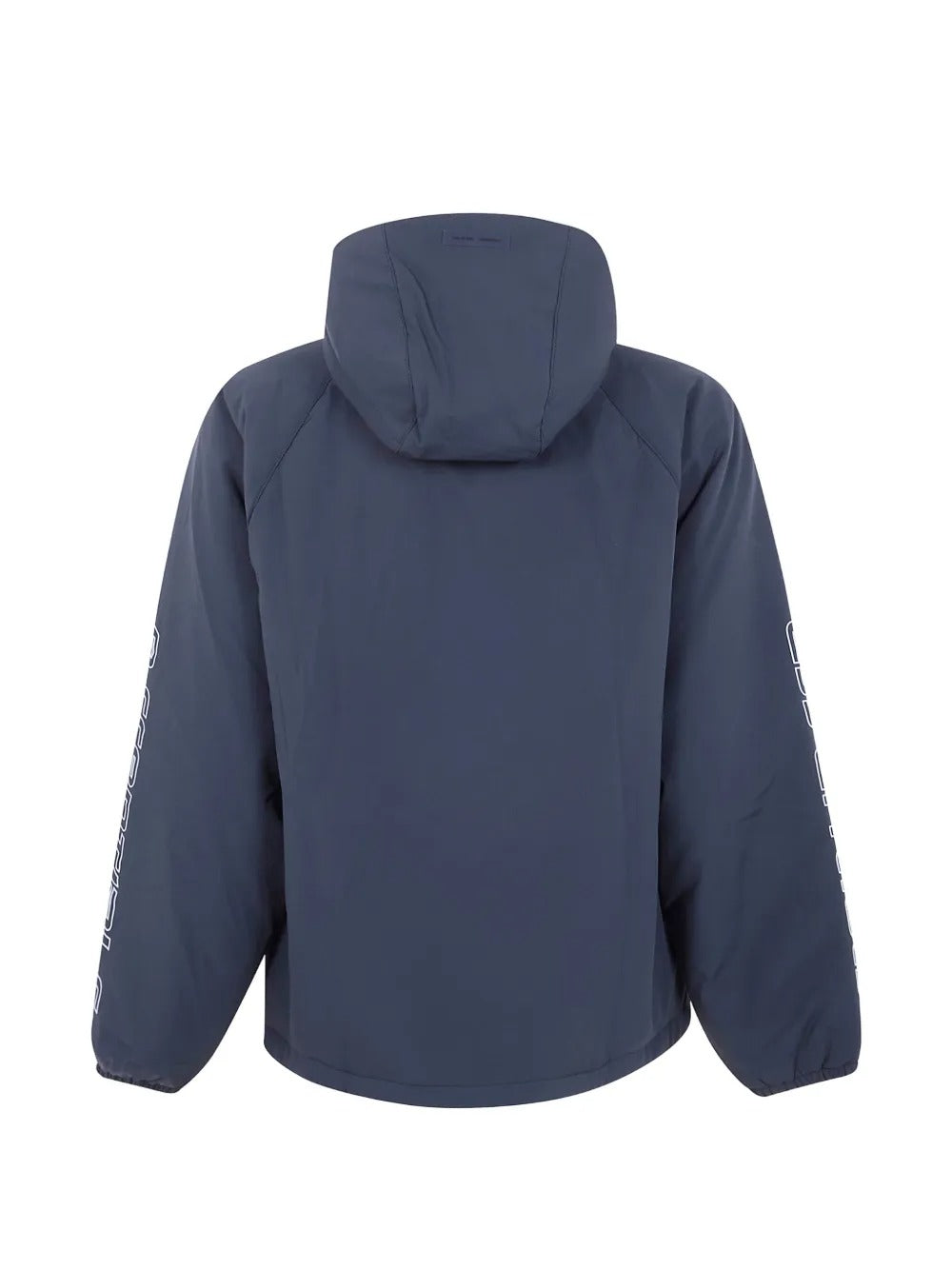 Blue jacket, back view