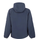 Blue jacket, back view