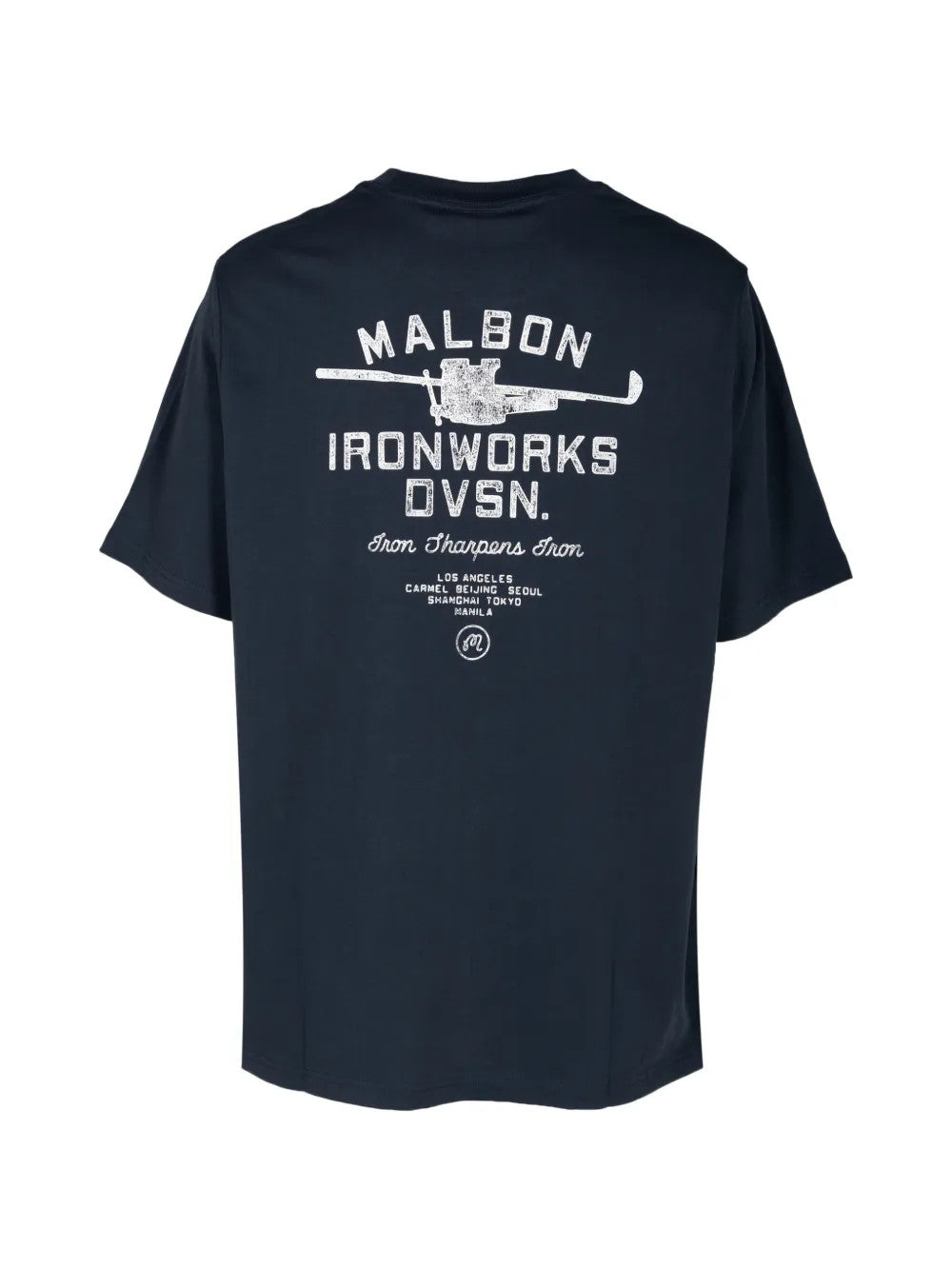 Navy t-shirt, back view