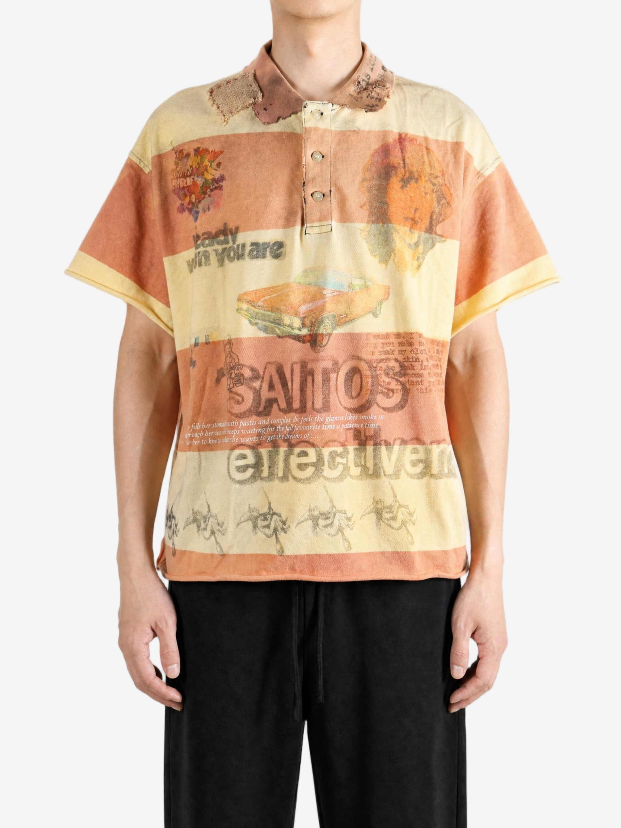 Orange t-shirt, full body view
