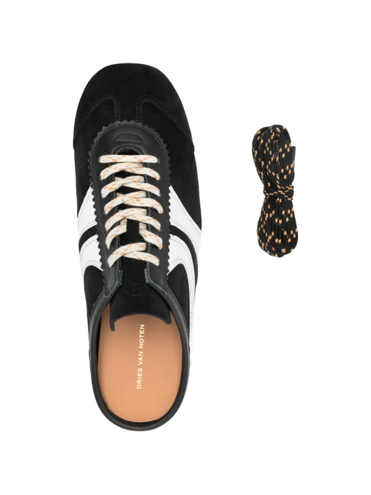 Black loafers-mules, up view