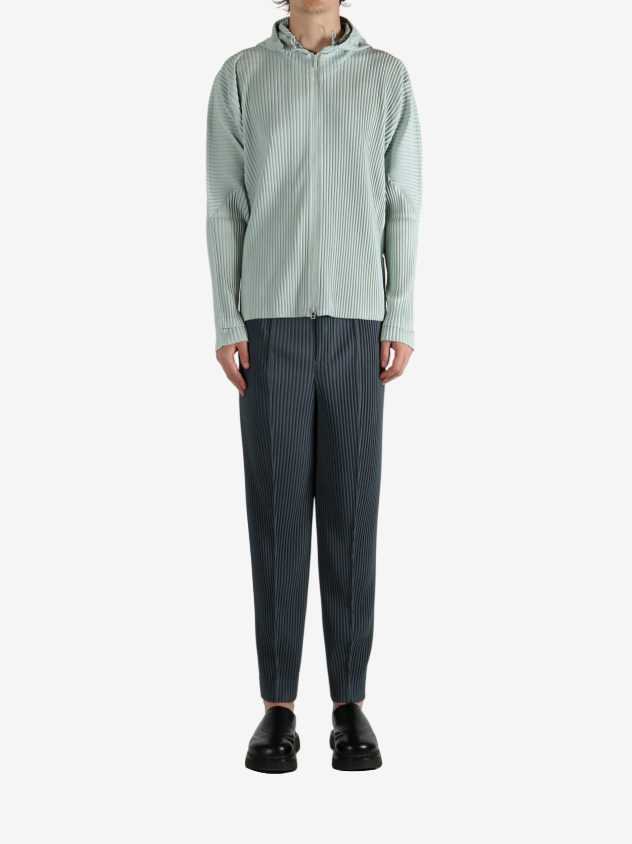 Blue jacket, full body view