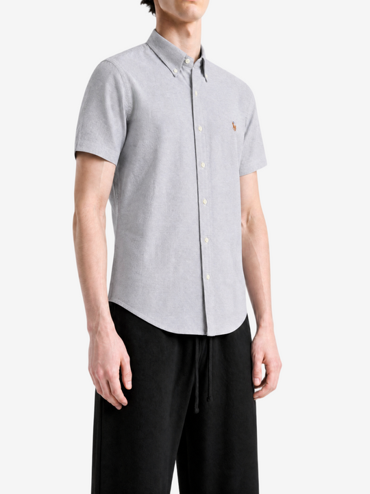 Blue shirt, full body view