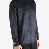 Black pullover worn by a person, showing the pullover's fit