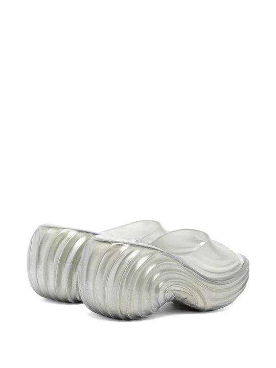 White sandals, front view