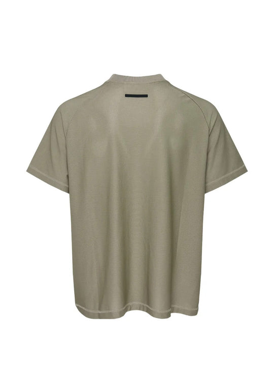 Tan t-shirt, back view