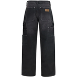 Black jeans, back view showing multiple pockets 