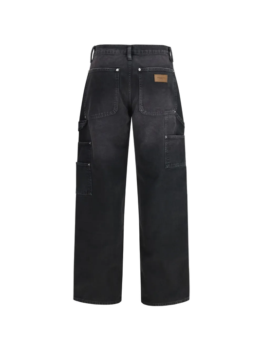 Black jeans, back view showing multiple pockets 