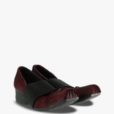 Burgundy shoes, front view