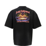 Black t-shirt, back view