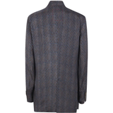 Blue and brown jackets-coats, back view