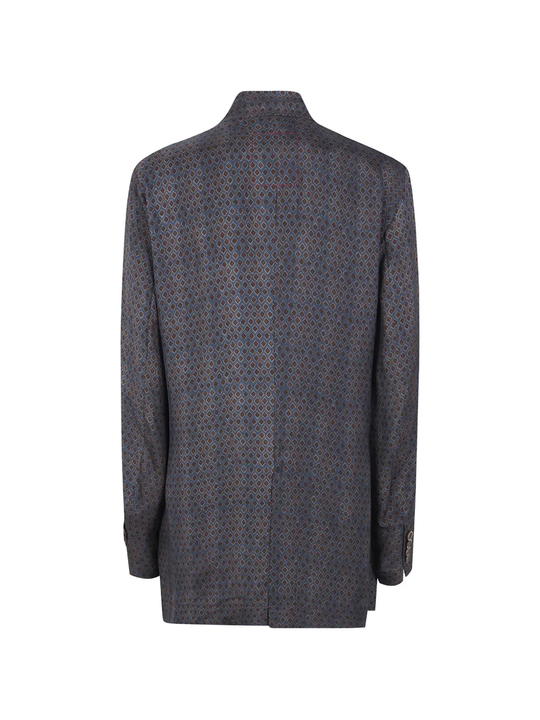 Blue and brown jackets-coats, back view