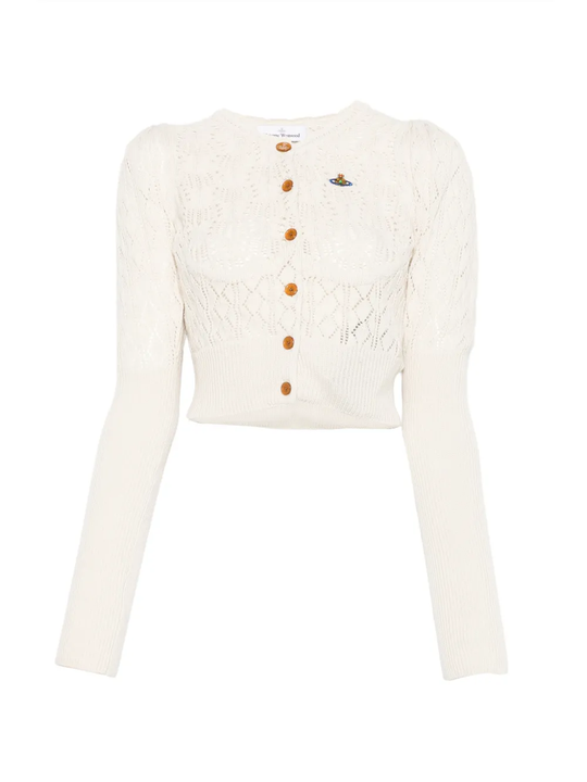 Yellow cardigan, front view