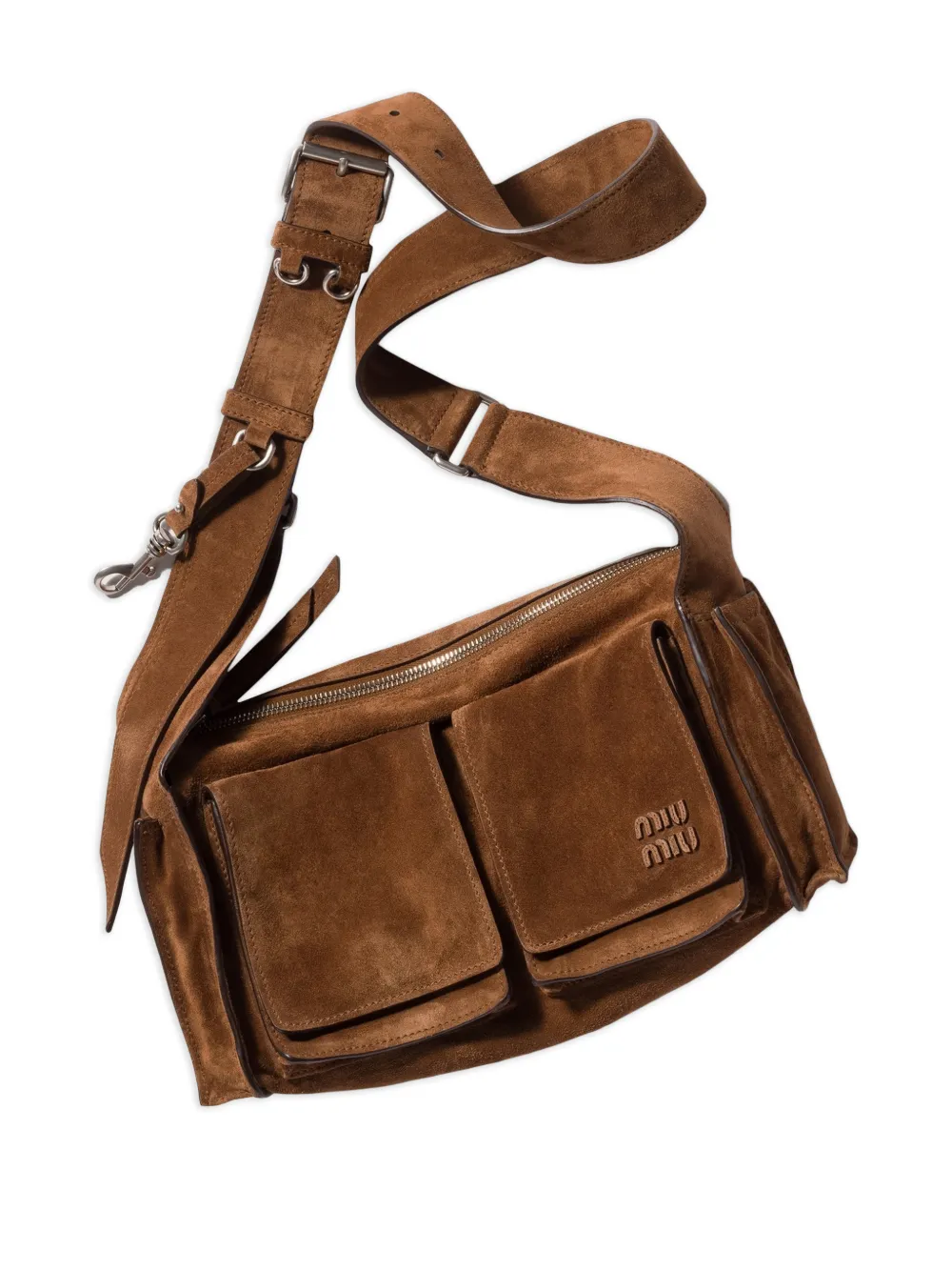 Close up of brown leather bag,showing texture of the leather fabric