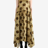 Tan dress, full body view