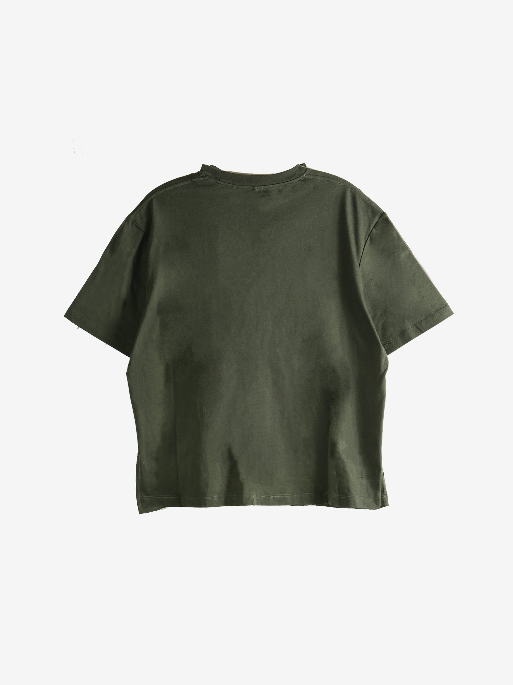 Green t-shirt, back view