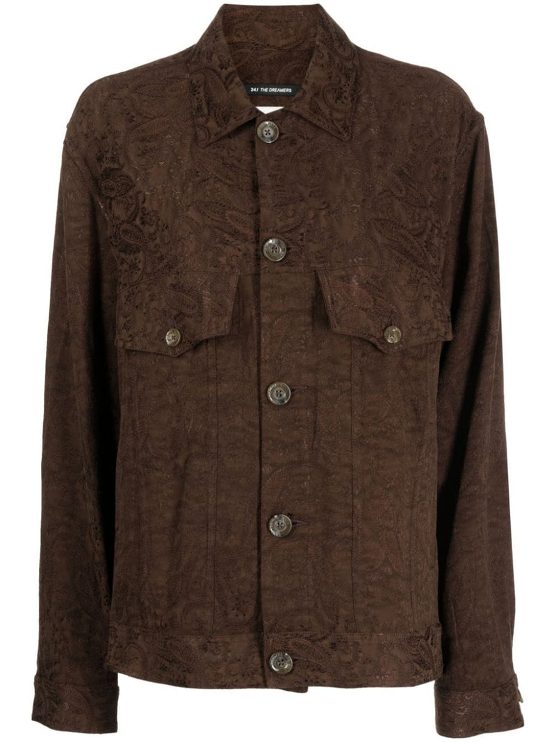 SONG FOR THE MUTE Men Paisley Rayon Worker Jacket