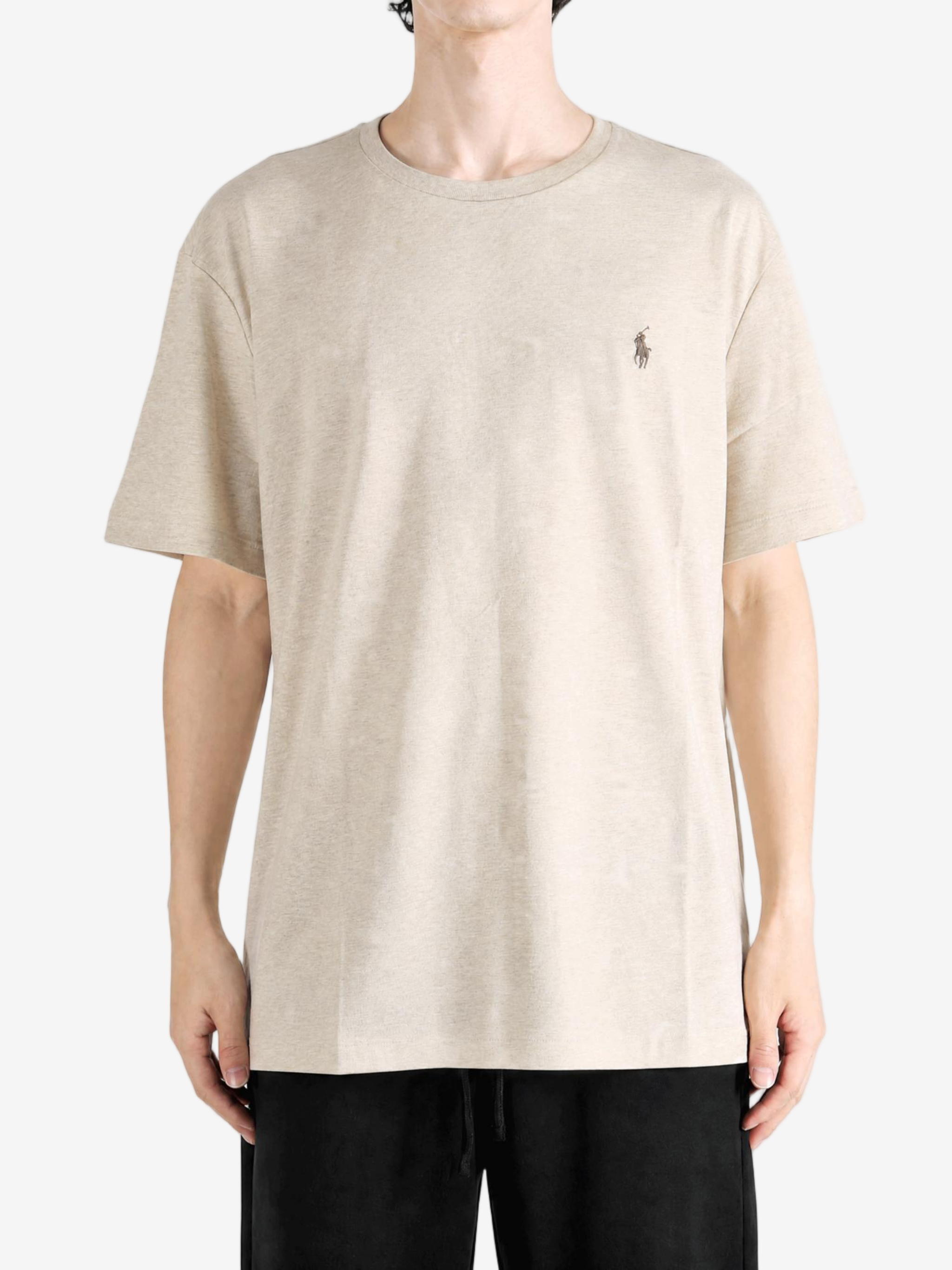Tan t-shirt, full body view