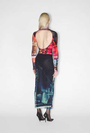 JEAN PAUL GAULTIER Women Printed "Pigalle" Mesh Long Skirt