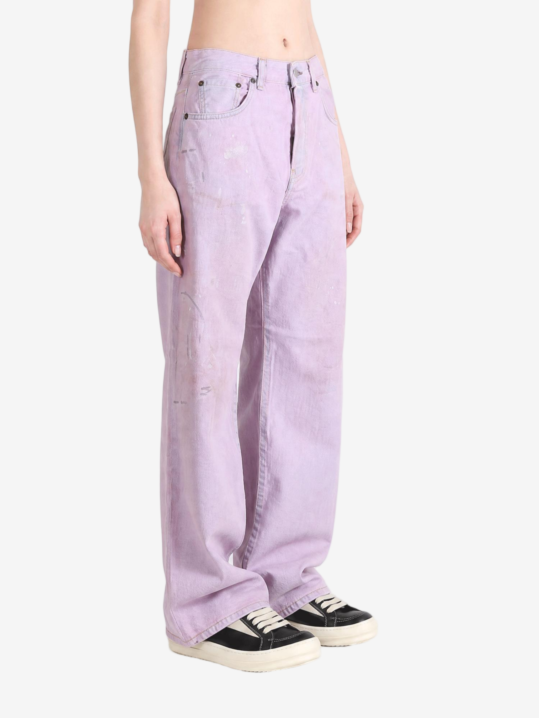 Purple jeans, full body view