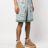 Blue shorts, full body view