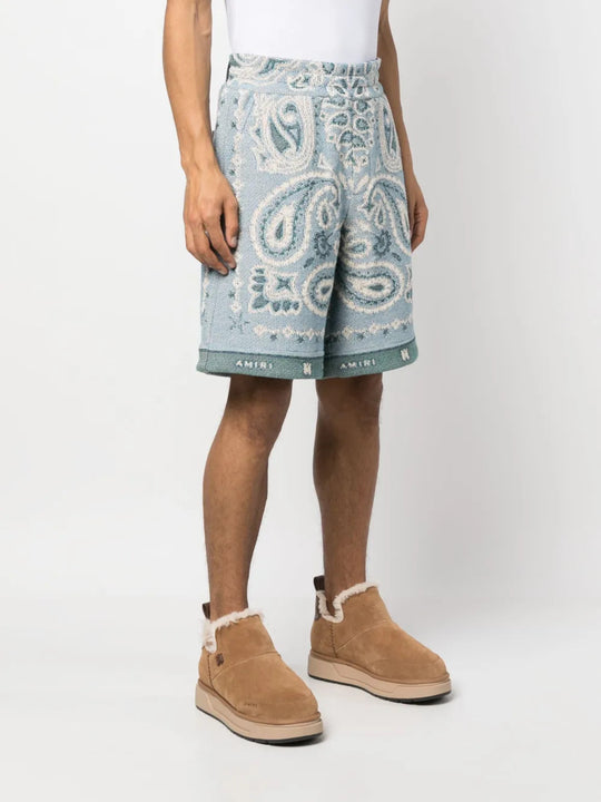 Blue shorts, full body view