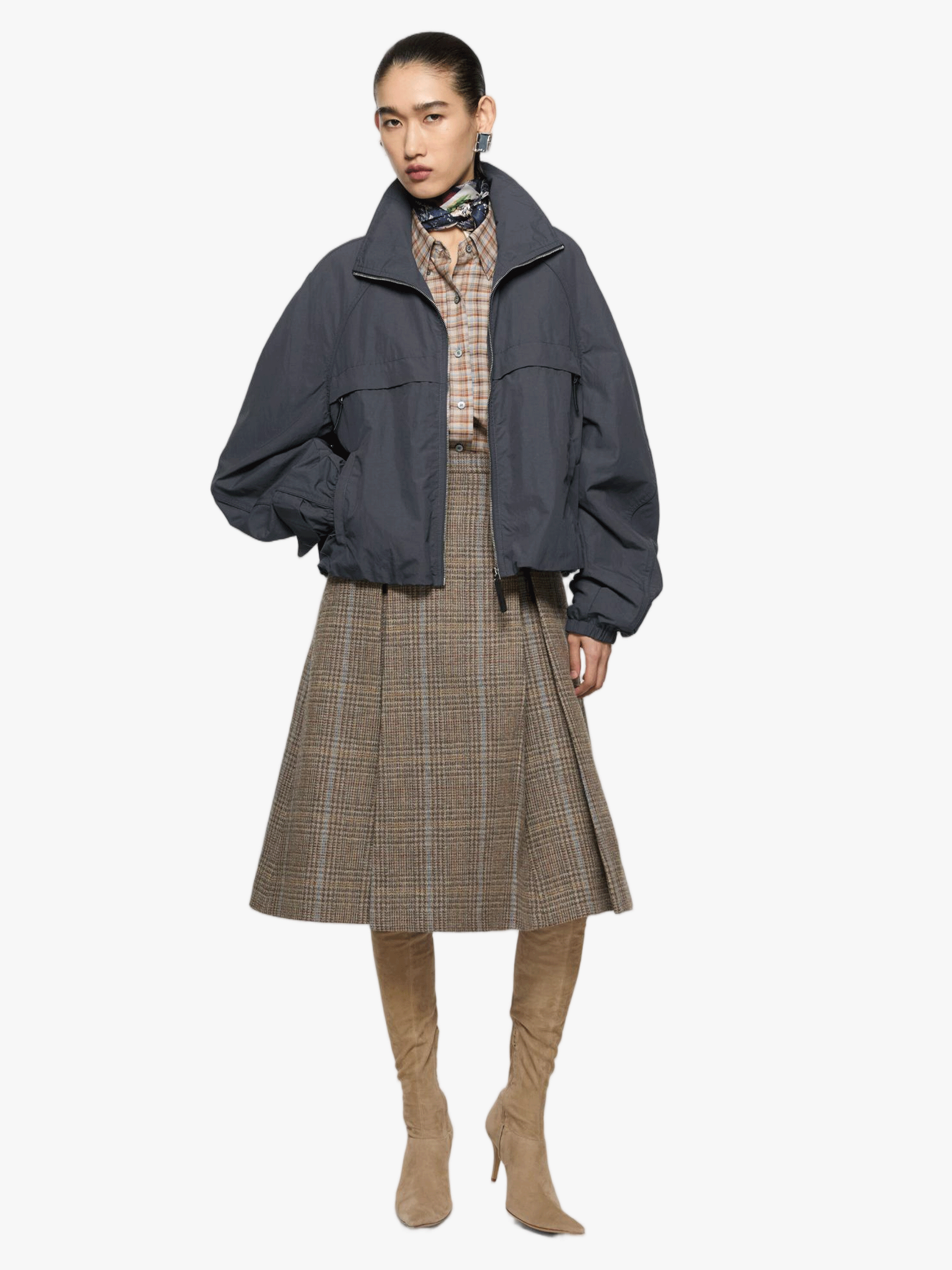 Grey jacket, full body view
