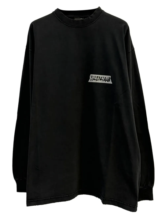 black t-shirt, front view