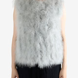 Grey gilet worn by a person, showing the gilet fit