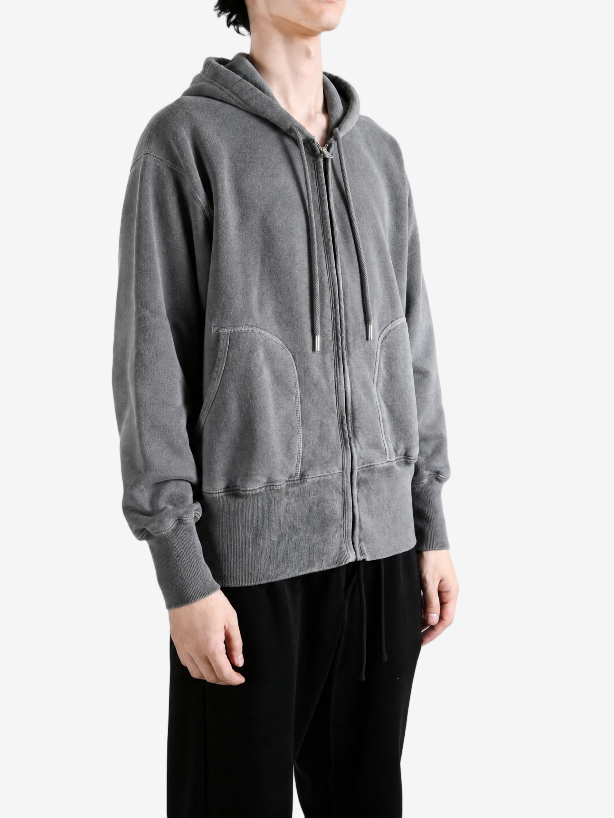 Grey hoodie, full body view