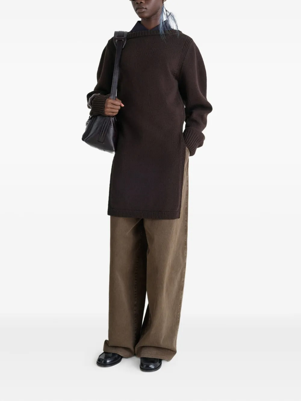 Brown sweater, full body view