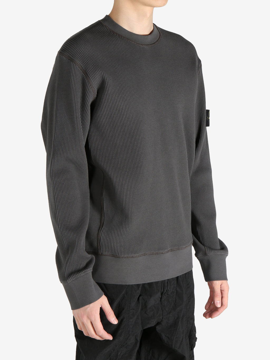 STONE ISLAND - Men Organic Cotton Waffle Fleece Sweatshirt